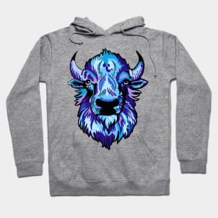 Mindful Vivid Buffalo in Purple & Light Blue Hoodie